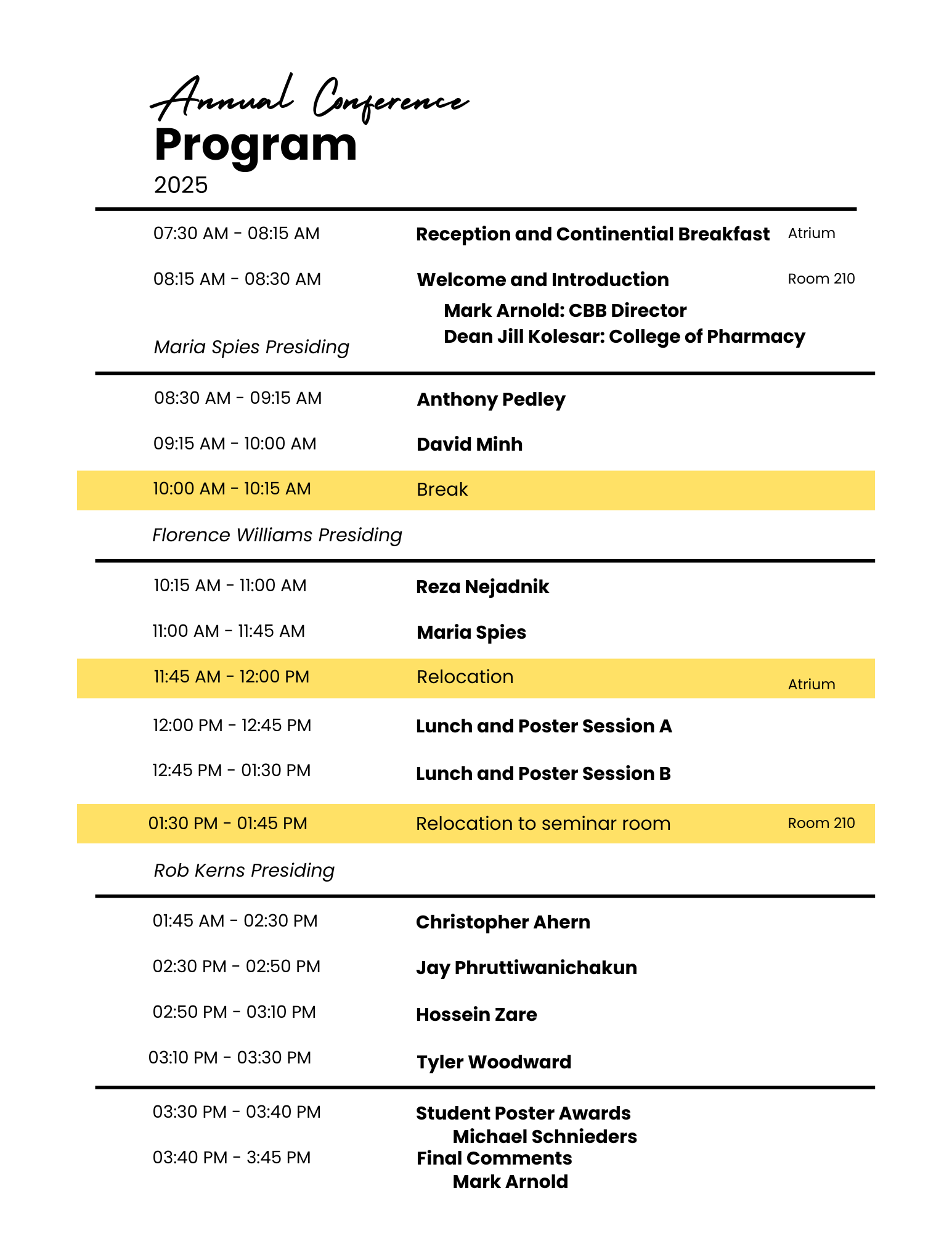 2025 Conference schedule