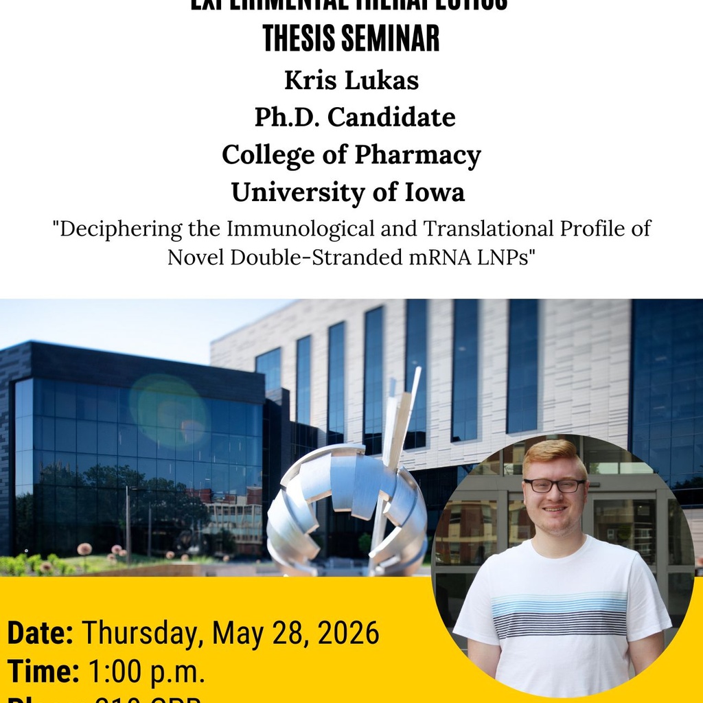 College of Pharmacy PSET Thesis Seminar: Kris Lukas promotional image